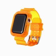 Ремешок для Apple Watch 44 mm прозрачный с кейсом (оранжевый)