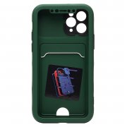Чехол-накладка PC066 с картхолдером (360) для Apple iPhone 11 Pro (черно-зеленая) — 2