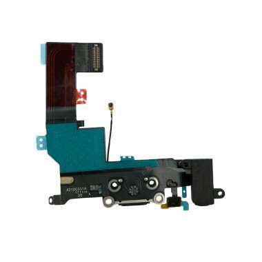 Шлейф для Apple iPhone SE на разъем зарядки/разъем гарнитуры/микрофон (черный) — 1