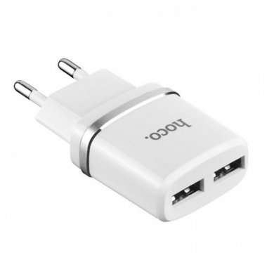 Сетевое зарядное устройство Hoco C12 2 USB-Apple Lightning 2,4A (белый) — 2