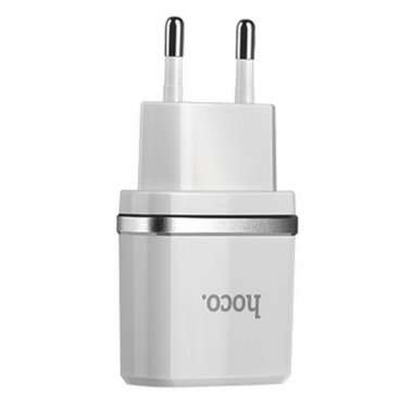 Сетевое зарядное устройство Hoco C12 2 USB-Apple Lightning 2,4A (белый) — 1