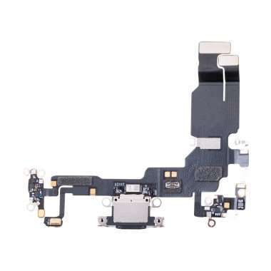 Шлейф для Apple iPhone 15 на разъем зарядки/микрофон (черный) &mdash; 1